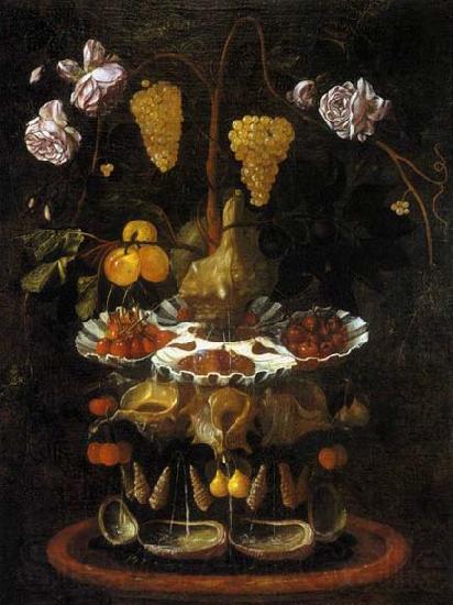 Juan de Espinosa Still-Life with a Shell Fountain, Fruit and Flowers France oil painting art